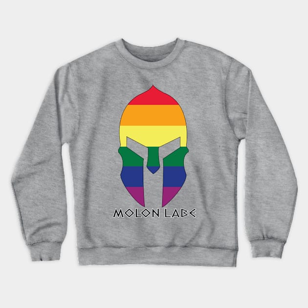 Rainbow Spartan Helmet Crewneck Sweatshirt by Operation Blazing Sword